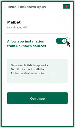 MelBet APK download Step 3